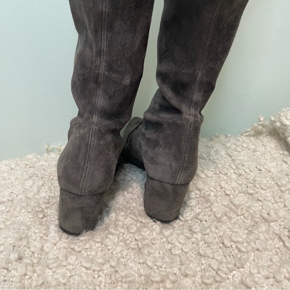 STUART Weitzman Lesley Grey Suede Over the Knee Boots 4 - Picture 5 of 10